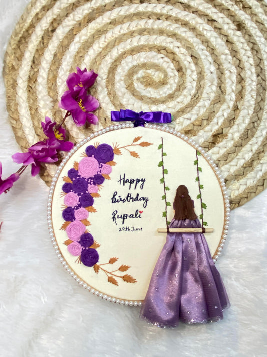Handmade Birthday Embroidery Hoops - Elegant Décor for Your Special Day (Design 1)