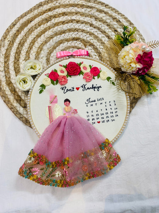 Handmade Wedding Embroidery Hoops - Elegant Décor for Your Special Day (Design 2)