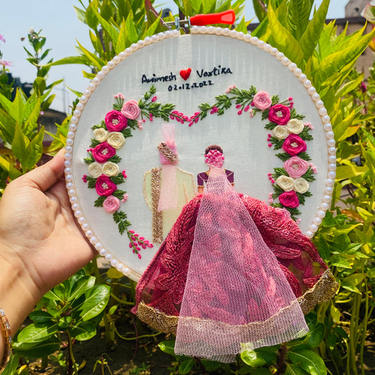 Handmade Wedding Embroidery Hoops - Elegant Décor for Your Special Day (Design 3)
