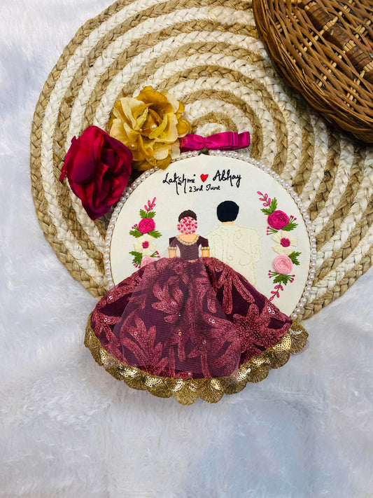 Handmade Wedding Embroidery Hoops - Elegant Décor for Your Special Day (Design 4)