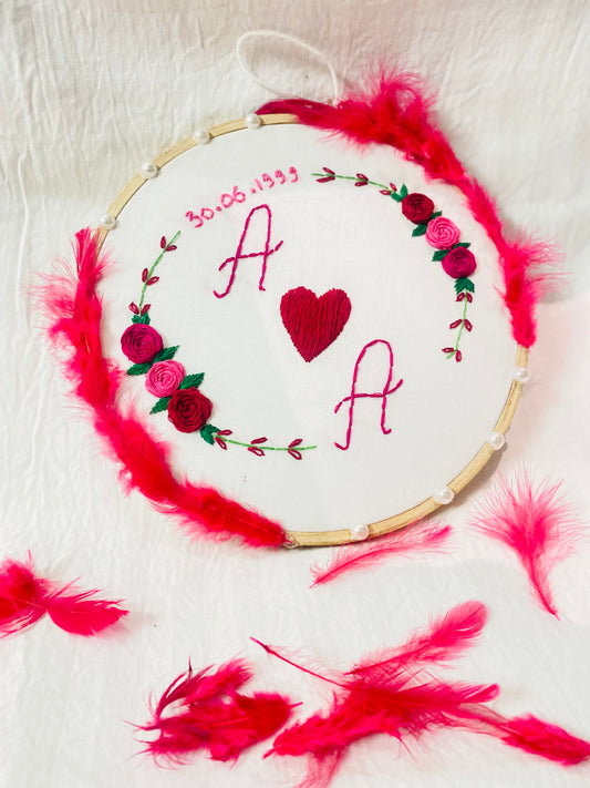 Handmade Wedding Embroidery Hoops - Elegant Décor for Your Special Day (Design 5)